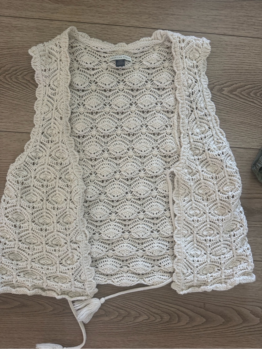 American Eagle Outfitters Cream Crochet Vest